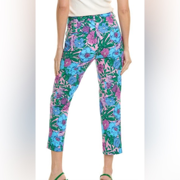 Weekend MaxMara cropped cigarette aqua floral print size 8 - Picture 4 of 10